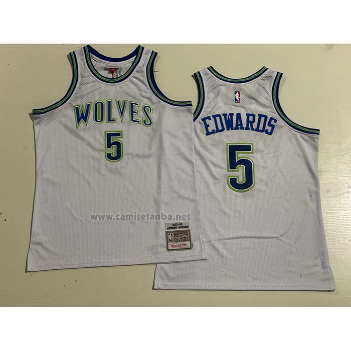 Camiseta Minnesota Timberwolves Anthony Edwards #5 Mitchell & Ness 2023-2024 Blanco